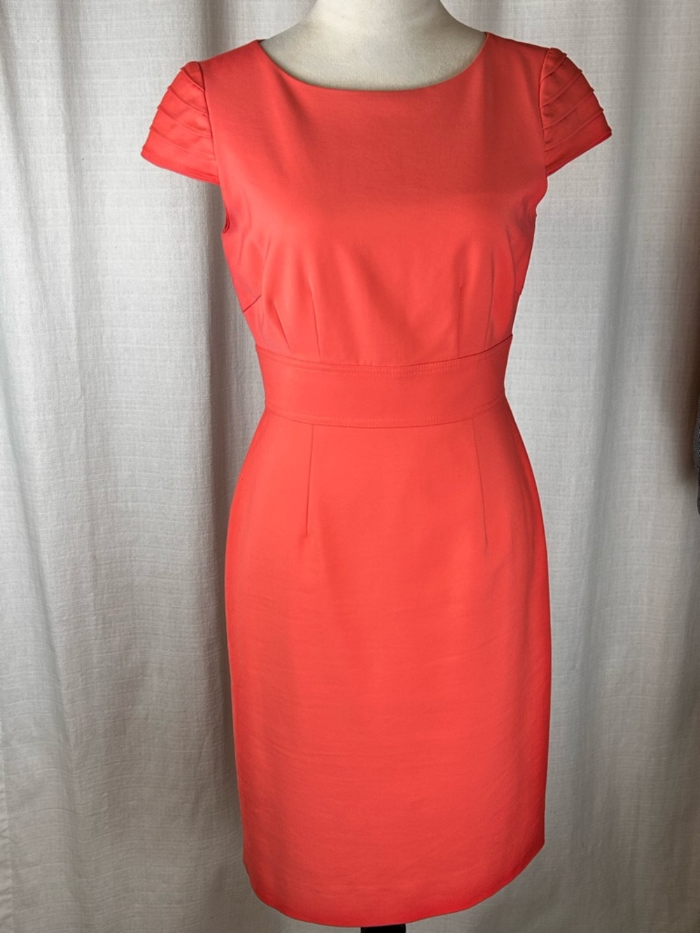 Women's ANTONIO MELANI Coral Cap-Sleeve Elegant Waist-Defined Midi Dress SZ 4 - Picture 7 of 14